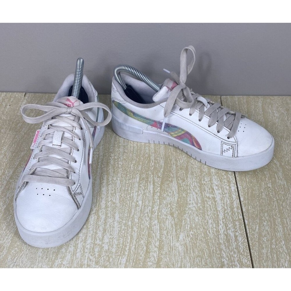 Puma Jada Swirl Sz 5C Shoes White Pink Low Top Tennis Shoes / Sneakers - Picture 3 of 10